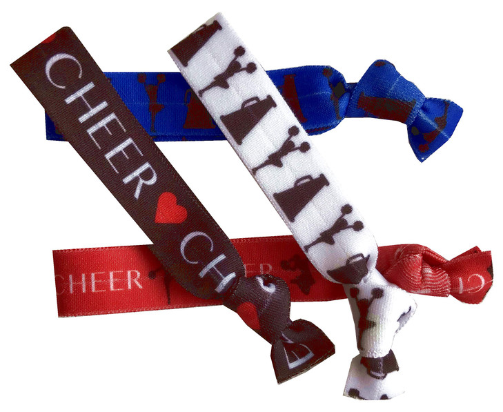 Sportigift 8 Piece Cheerleading Gift Hair Elastics 8 Count Pack of 1 5 Circumference 4 Cute Cheerleading Themed Designs