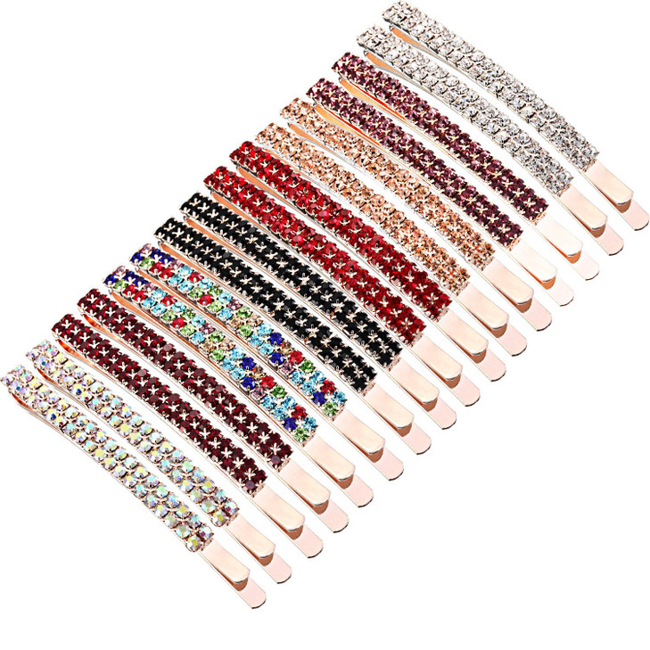 Yaomiao 16 Pieces Rhinestone Bobby Pins Double Row Decorative Fancy Hair Clips Hair Barrette Clip Diamond Crystal Hairpi