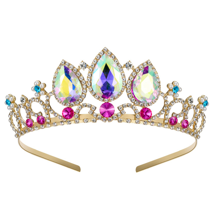 SWEETV Rapunzel Tiara for Little Girls Princess Crowns Aurora Borealis Crystal Aurora Borealis Crystal Tangled Headband