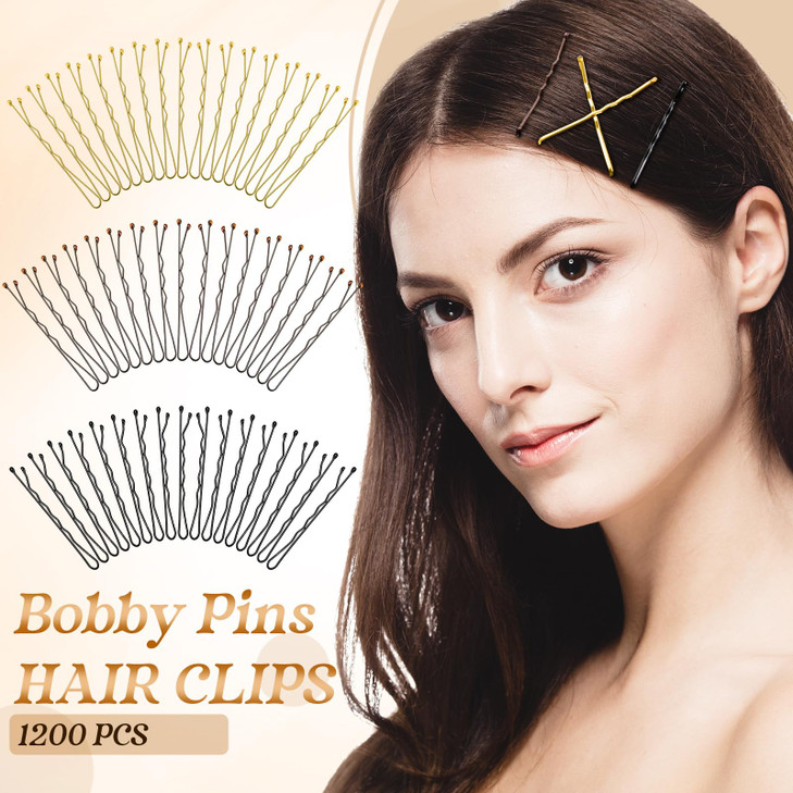 Tigeen 1200 Pcs Bobby Pins Bulk 2 Inch Hair Pins Kit for Women Invisible Wave Clips Painfree Hairpin with Storage Case f