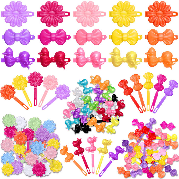 Janinka 72 Pieces SelfHinge Plastic Hair Clips 80s 90s Cartoon Colorful Cute Barrettes and Pins for Toddler Girls Multic