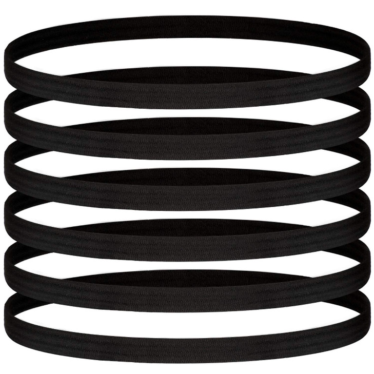 24 Pieces Thin Sports Elastic Headbands Black Skinny Athletic Exercise Hair Bands No Crease Soft Sweatband for Men Women