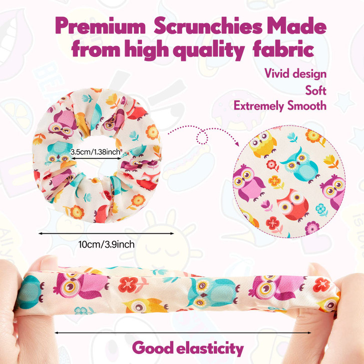 16 Pieces Cute Hair Scrunchies Kawaii Colorful Cute Unicorn Rainbow Mermaid Dog Printing Scrunchy Ponytail Holder Hair T
