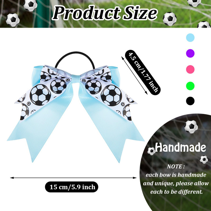 WILLBOND 20 Pieces Soccer Hair Bows Elastic Soccer Ball Hair Tie Accessories Sports Hair Band for Women Player Football