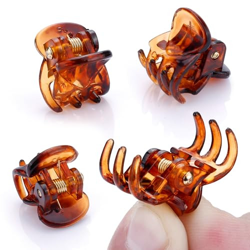 JANYUN 48Pcs Mini Hair Claw Clips Black Brown Small Hair Clips for Girls Women Fine Hair Plastic Multifunction Clamp Cli