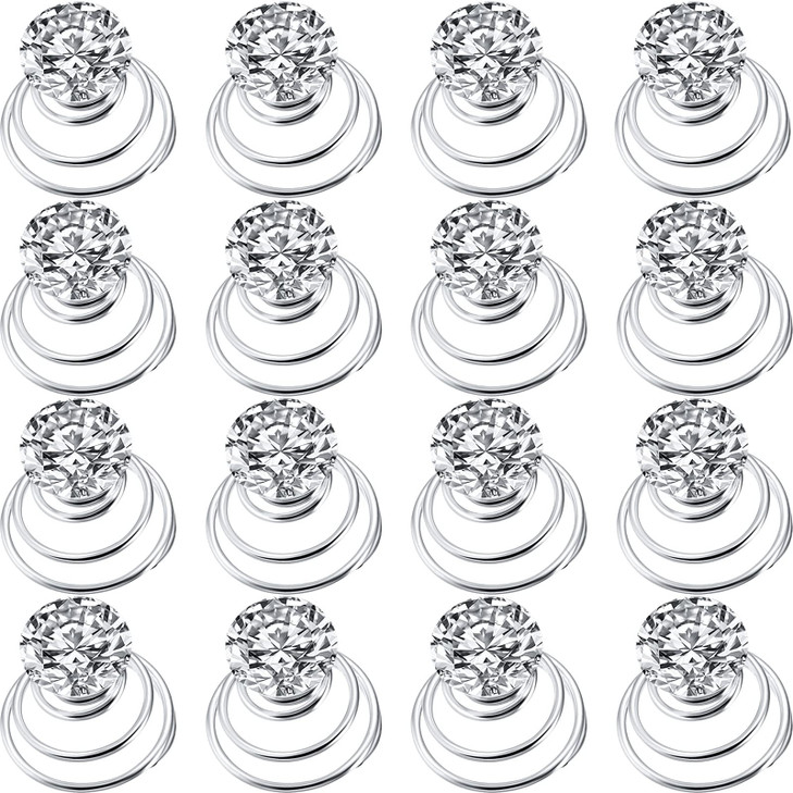 WILLBOND 60 Pieces Rhinestone Crystal Twisters Set Spiral Hair Pin Coil for Wedding Bridal Prom Party and Important Occa