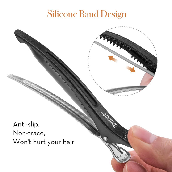 AIMIKE Hair Styling and Sectioning Accessories 12 Pack NonSlip Silicone Hair Clips for Thick and Thin Hair Professional