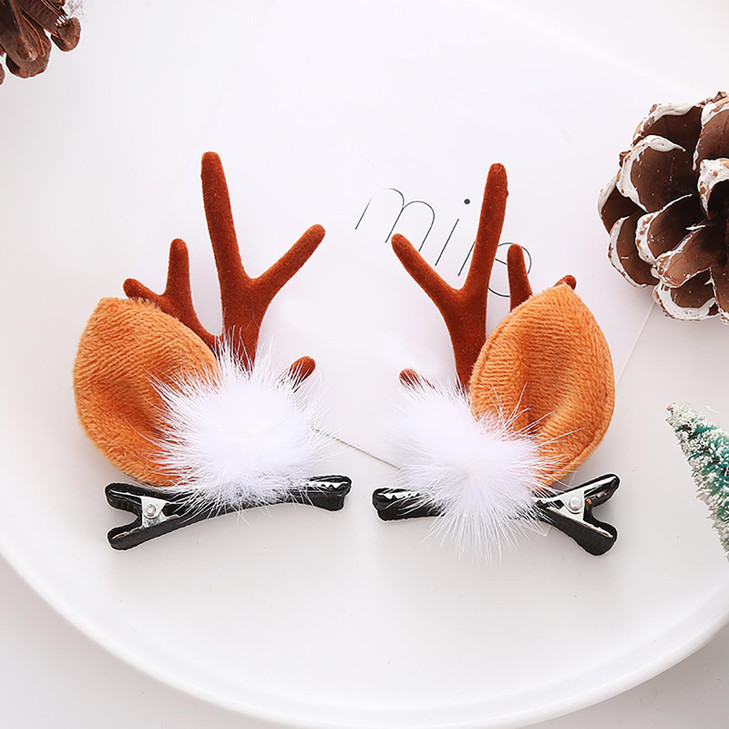 Soochat Christmas Hair Clips Reindeer Ears Hair Clips Deer Antler Hair Pin for Xmas Party Cosplay Hair Accessories
