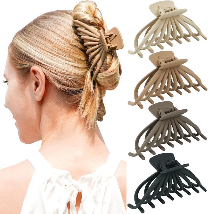 4 Pack Hair Claw Clips for Women 47 Large Hair Clips for Thick Thin Hair Nonslip Matte Big Hair Claws for Girls Black Wh