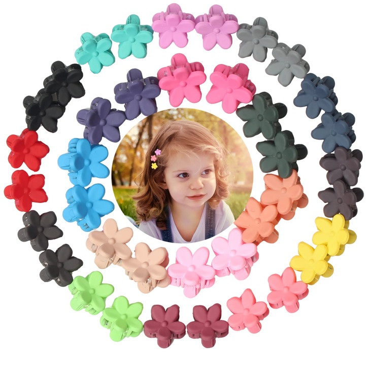40Pcs Baby Girls Hair Bangs Mini Hair Claw Clip Kids Hair Pin 20 Colors for Girls Flower