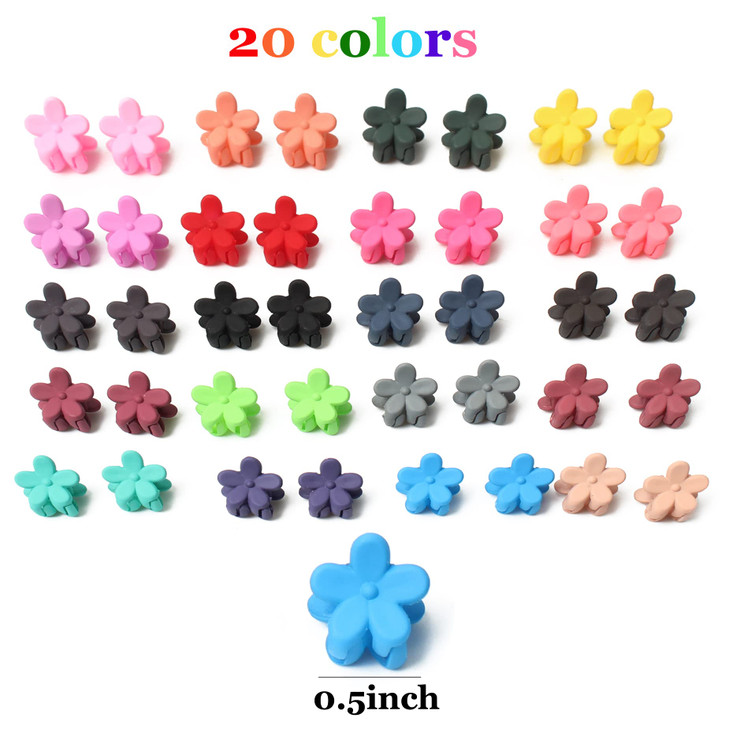 40Pcs Baby Girls Hair Bangs Mini Hair Claw Clip Kids Hair Pin 20 Colors for Girls Flower