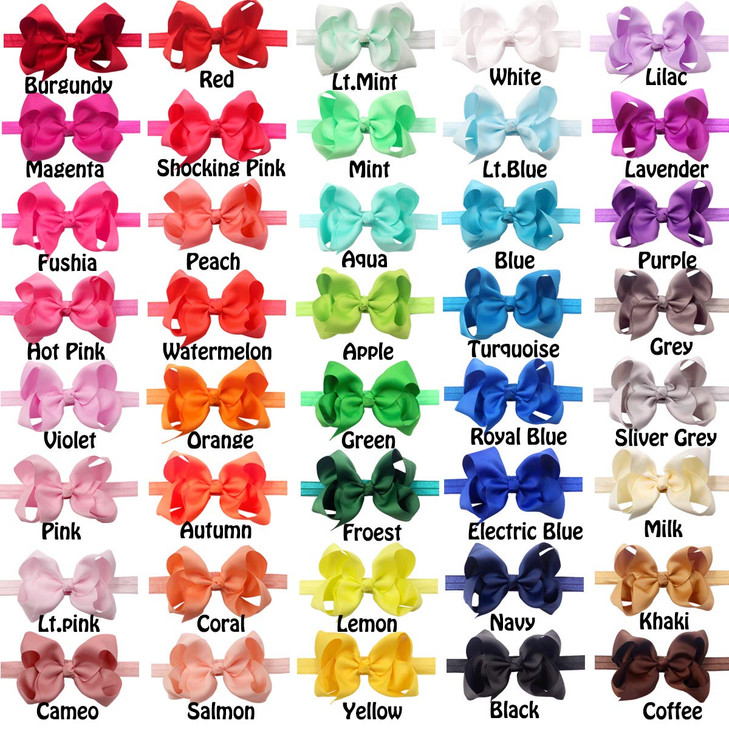 CLLOT Baby Girls Headbands Grosgrain Ribbon 45 Hair Bows Headband Big Bow Hair Bands for Toddler Pack of 40