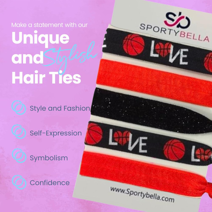 Basketball Hair Ties No Crease Ribbon Hair Bands and Ponytail Holders Basketball Elastics Accessories for Girls and Wome
