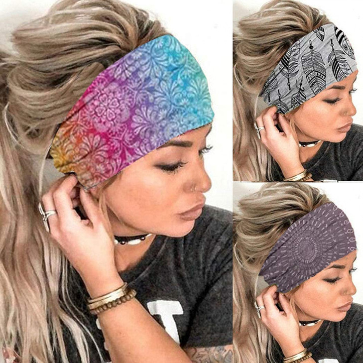 Ovenot Morebrave Boho Headband Wide Turban Head Wraps Stretchy Hairbands Cloth Head Bands Butterfly Headband Hair Access