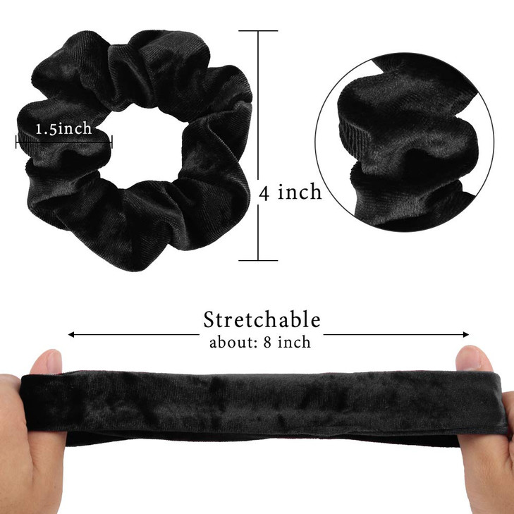 Didder 20 Pcs Black Velvet Hair Scrunchies High Elasticity Soft Elastics Scrunchy Hair Ties for Women Girls Cute Scrunch