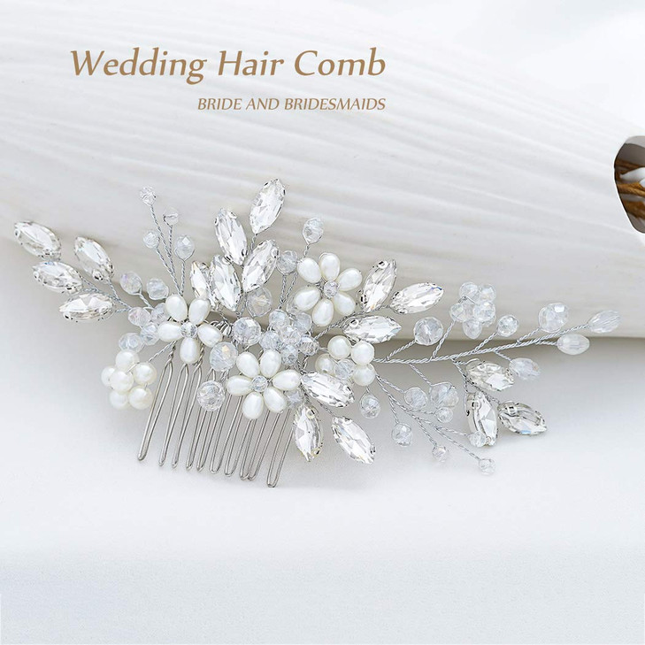 Unicra Rhinestone Bridal Hair Comb Silver Wedding Hair Accessories for Brides and Women