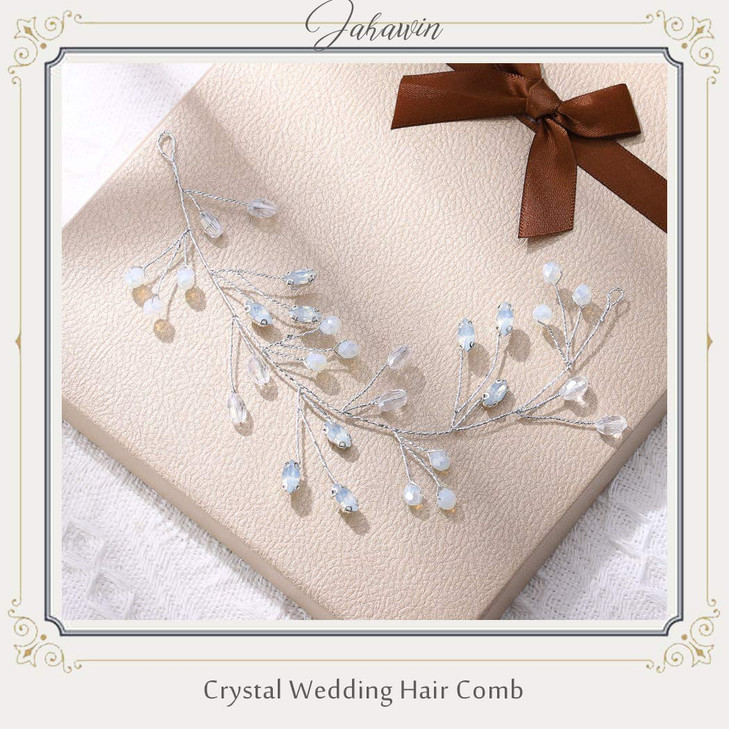 JAKAWIN Bride Crystal Wedding Hair Vine Silver Hair Piece Bridal Headpiece Beaded Hair Accessories for Women HV123