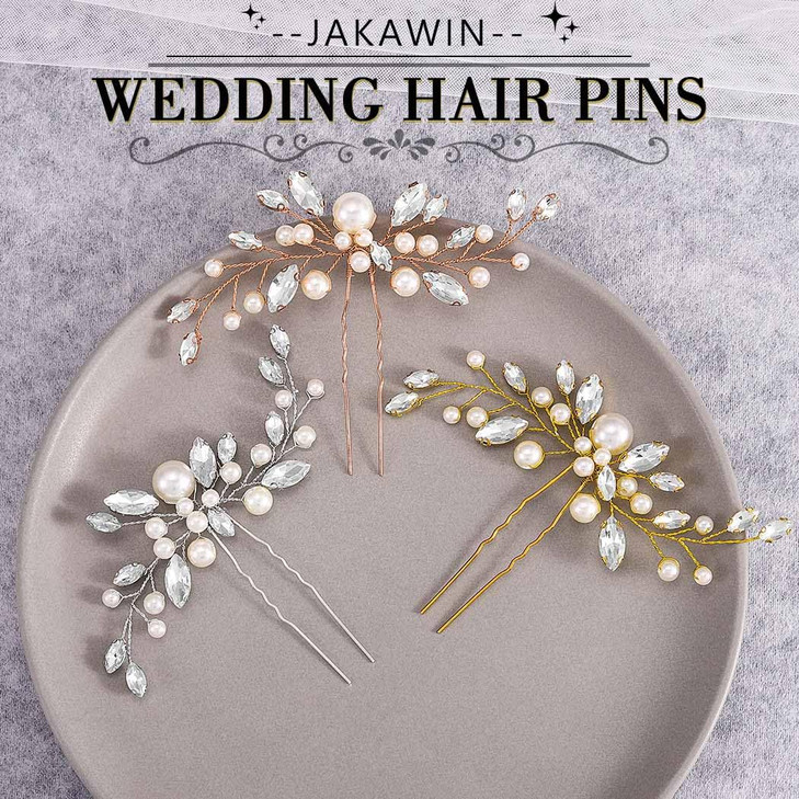 JAKAWIN Wedding Hair Accessories Bridal Hair Pin Pearl Hair Clip Bride Hair Piece for Women HP179 2 Gold