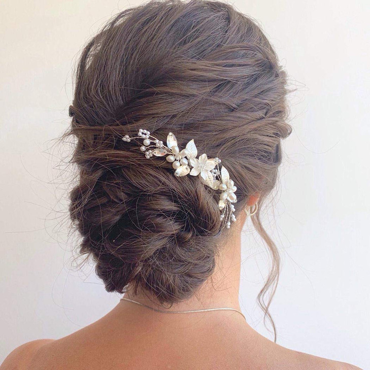 JAKAWIN Flower Bride Wedding Hair Pins Bridal Hair Accessories Pearl Hair Piece for Women HP163 Silver