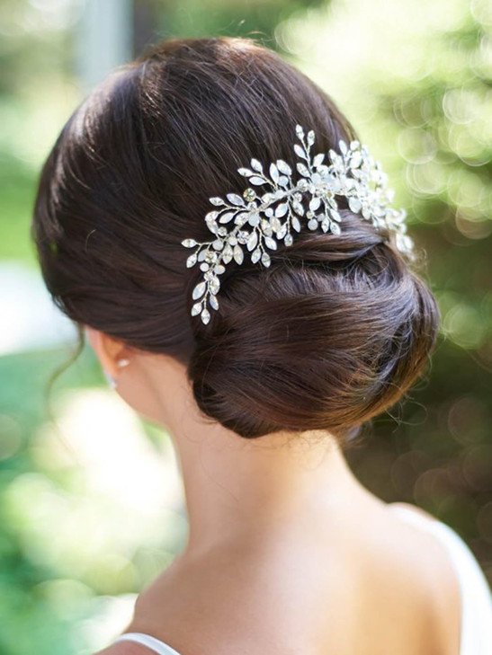 Catery Rhinestones Hair Comb Bridal Headpiece Silver Wedding Hair Accessories for Brides and Women