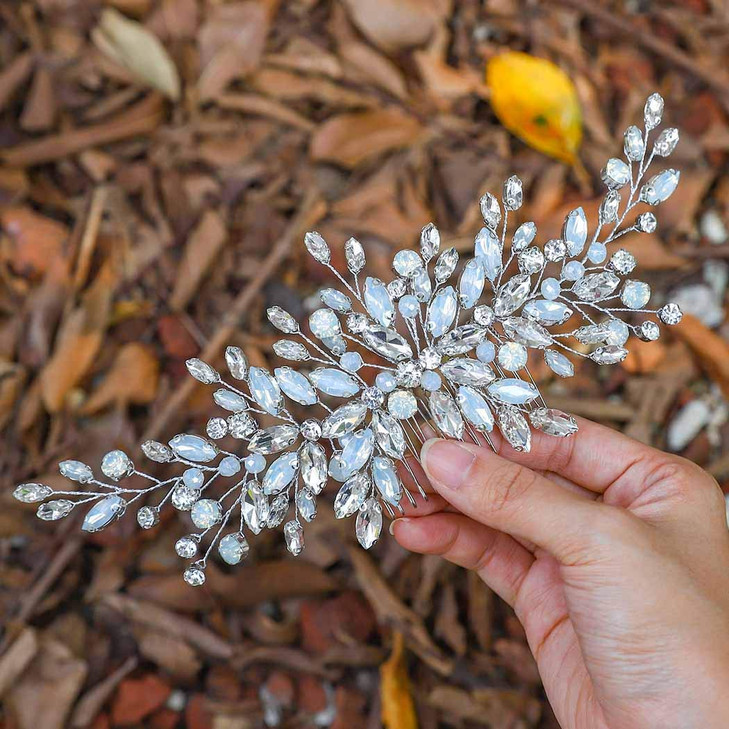 Catery Rhinestones Hair Comb Bridal Headpiece Silver Wedding Hair Accessories for Brides and Women