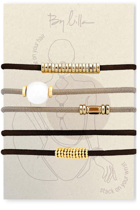 By Lilla Bracelet Hair Ties for Women Hair Tie Bracelet with Gold Accents Boho Handmade Jewelry for Wrist and Ponytail D