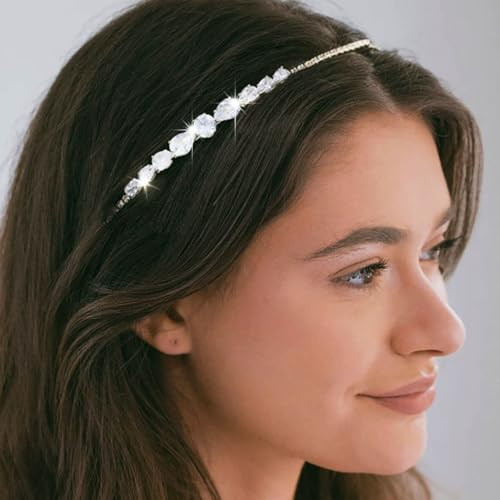 Fdesigner Crystal Wedding Headband Bride Headpiece Silver Rhinestone Women Thin Hair Accessories