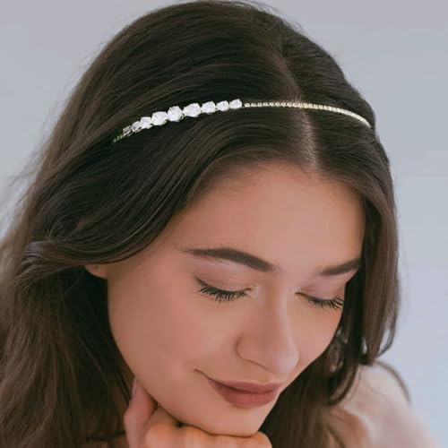 Fdesigner Crystal Wedding Headband Bride Headpiece Silver Rhinestone Women Thin Hair Accessories