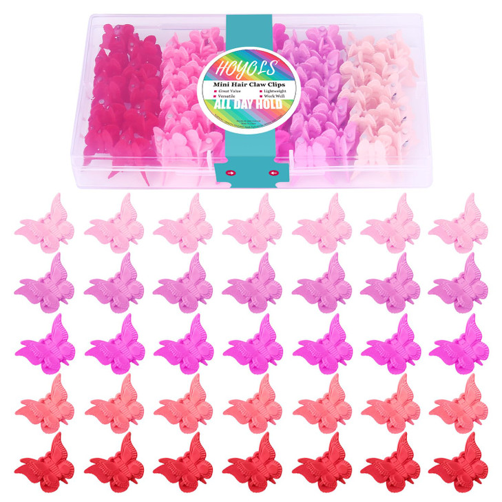 HOYOLS Hot Pink Red Butterfly Hair Clips 90s Kawaii Accessories for Women Girls and Kids Small Cute Hair Clips for Rave