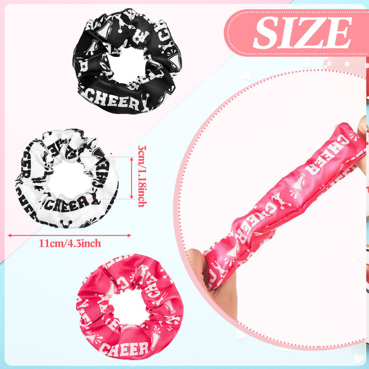 24 Pcs Cheer Scrunchie Cheer Hair Accessories Cheerleading Gifts for Cheerleading Hair Ties Cheerleading Elastics for Ch
