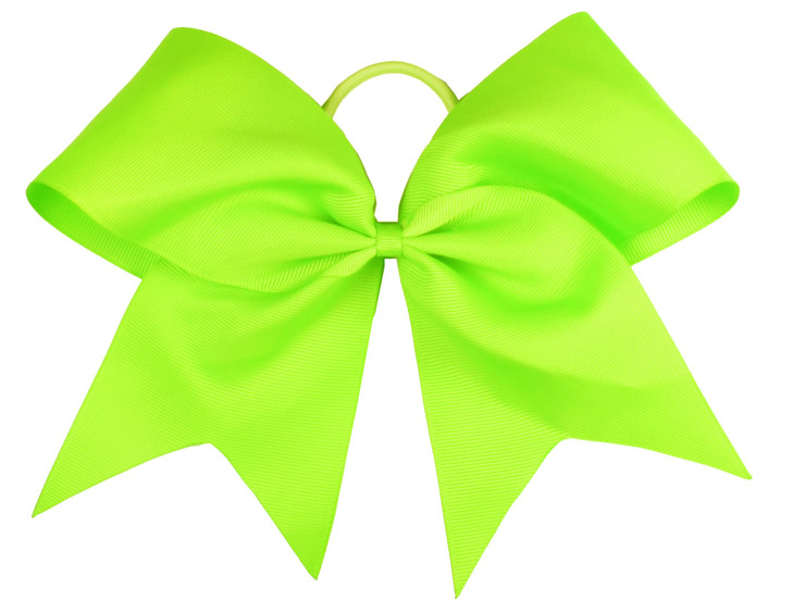 HipGirl Neon Green 6 Cheer Bows 2 Count Hair Accessory with Elastic Hair Ties for Girls and Women Cheerleading Hair Bows