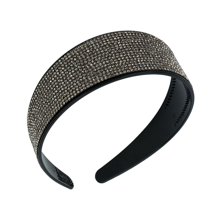 Amariver Gray Rhinestone Sparkly Glitter Headband Shiny Crystal Wide Diamonds Bling Jeweled Hair Accessory for Women and