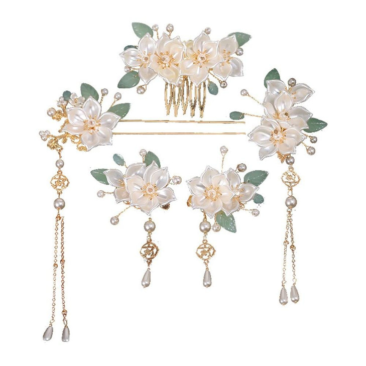 Leadigol Hair Stick Set Vintage Flower Pearl Hair Accessories for Women 5Pc Hairpins Hair Fork Hair Comb Hair Clip