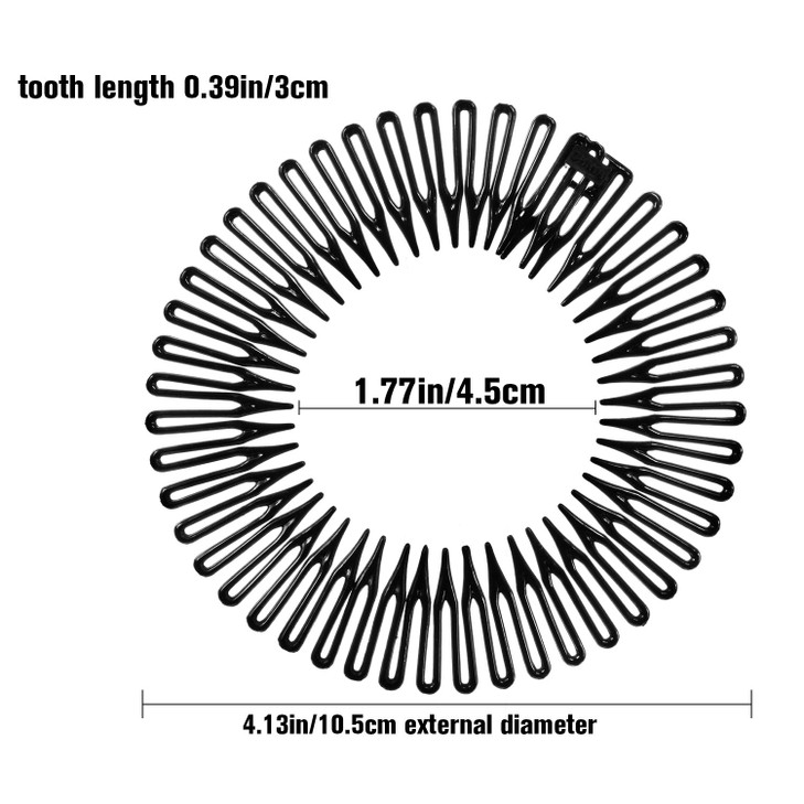 Shappy 9 Pieces Full Circular Stretch Comb Flexible Plastic Circle Comb Stretch Hair Headband Hairband Holder for Women