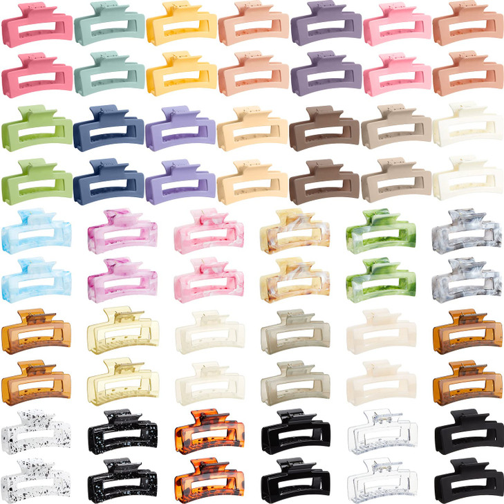 Cindeer 64 Pcs Medium Hair Claw Bulk Hair Clips Set Rectangle Claw Clips Matte Thin Clamps Accessories for Women Girls f