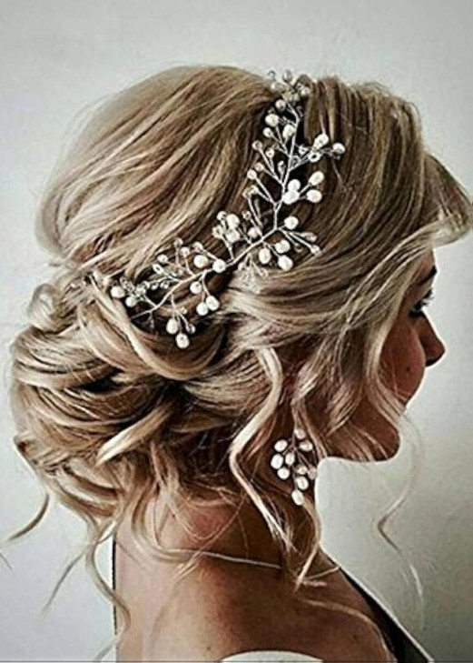 fxmimior Bride Crystal Hair Vine Headband Wedding Comb Evening Party Piece gold