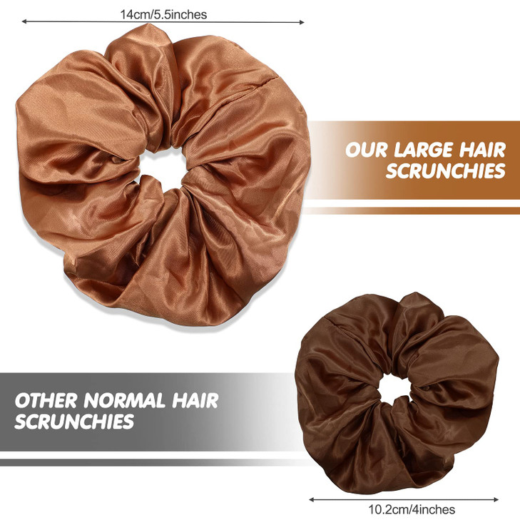 Chuangdi 6 Pieces Big Satin Scrunchies for Women Jumbo Silk Scrunchies Thick Elastic Jumbo Hair Tie Galentine Valentines