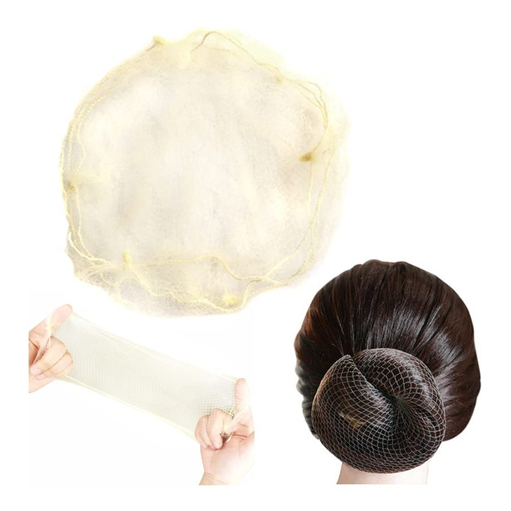 YANTAISIYU 50 Pcs Hair Net 20 Inch Invisible Elastic Mesh Wig nets for Hair Bun Food Service Bulk PackingBlonde