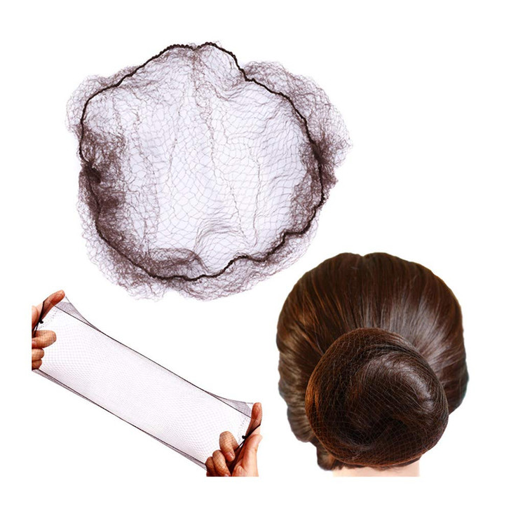YANTAISIYU 50 Pcs Hair Net 20 Inch Invisible Elastic Mesh Wig nets for Hair Bun Food Service Bulk PackingDark Brown