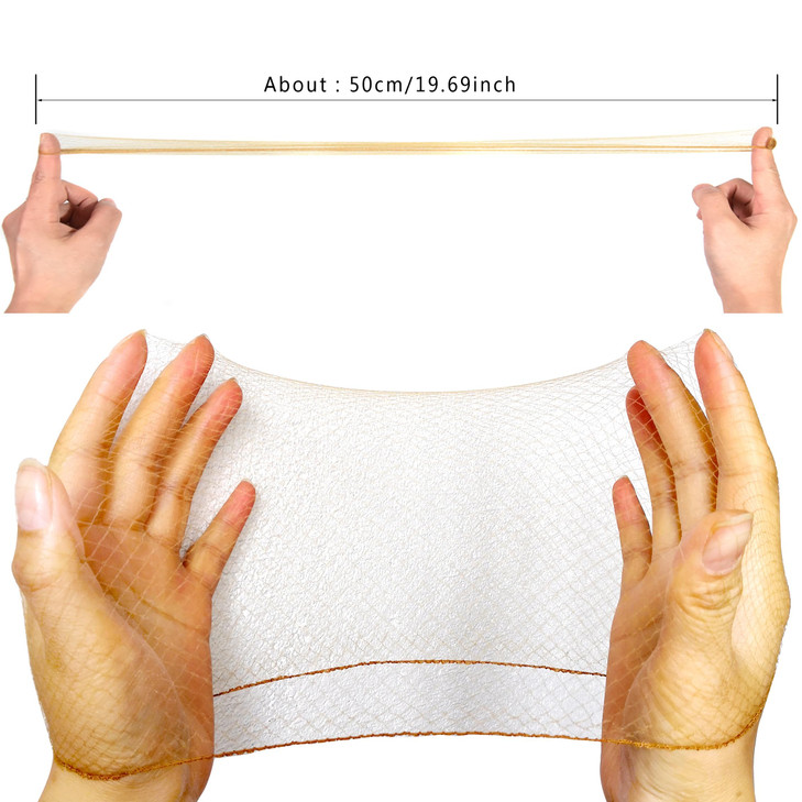 YANTAISIYU 50 Pcs Hair Net 20 Inch Invisible Elastic Mesh Wig nets for Hair Bun Food Service Bulk PackingLight Brown