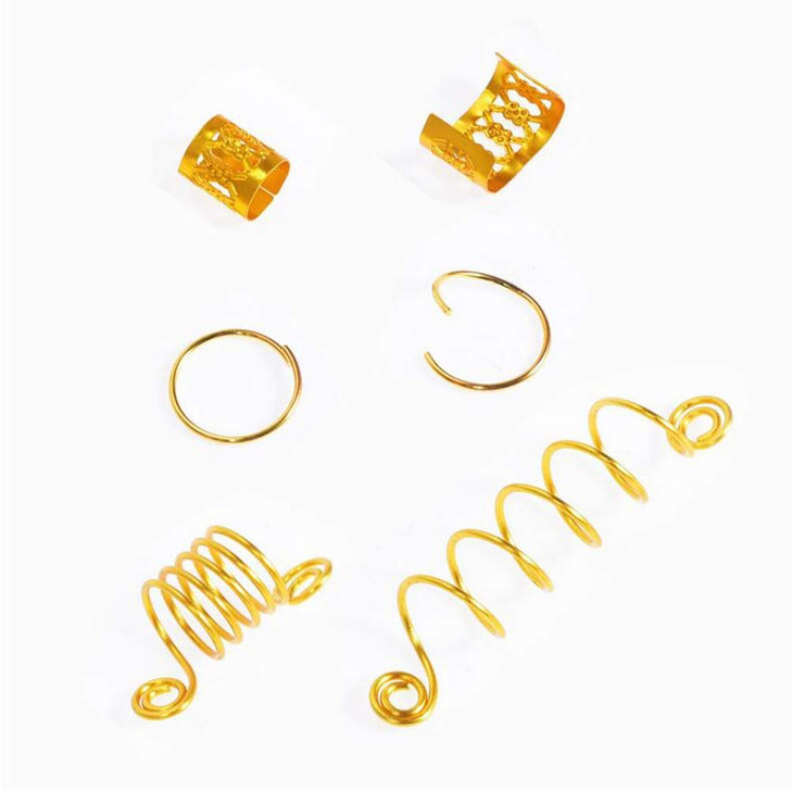60PCS Assorted Silver Metal Hair Accessories Beads Cuffs Rings Clips for Hair Braiding Dreadlocks and Extensions