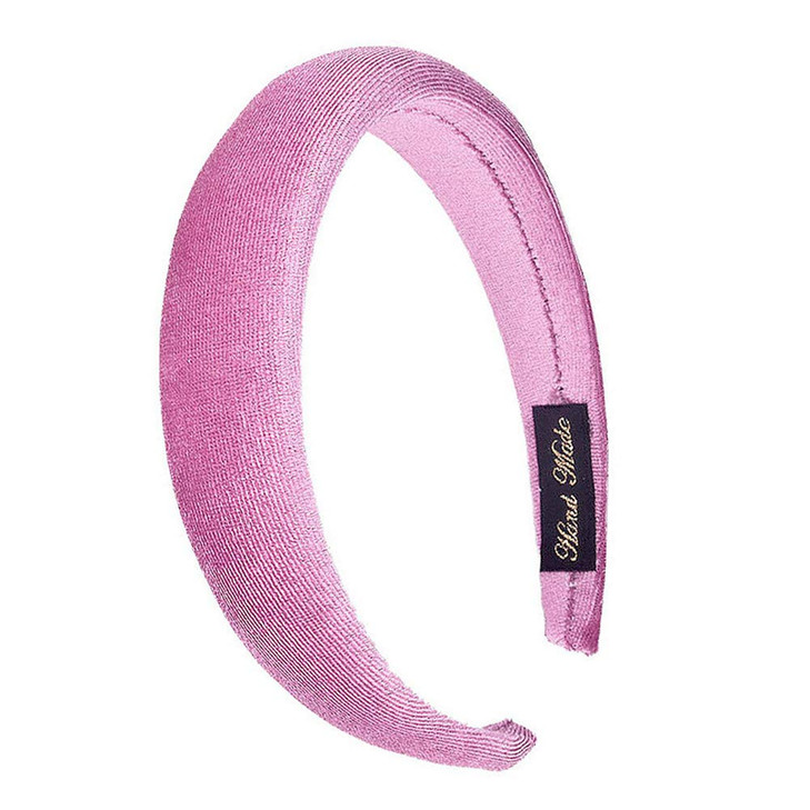 FXQHAN Velvet Padded Headband Puffy Sponge Thick Headbands Vintage Wide Headband for Women Rose red