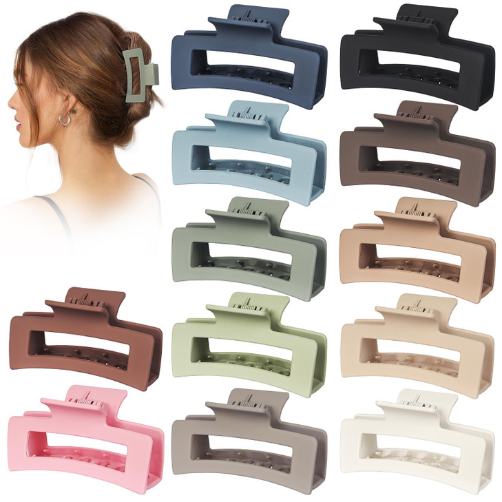 12 Pack 35 Medium Hair Claw Clips for Women Thick Thin Hair Strong Hold Matte Banana Hair Clips