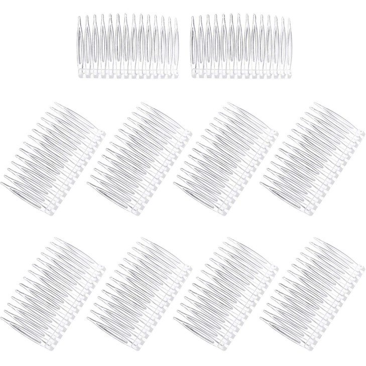 Pangda 10 Pieces Clear Hair Combs Women Hair Clip Combs 14 Teeth Plastic Bridal Wedding Veil Combs for Fine Hair Styling