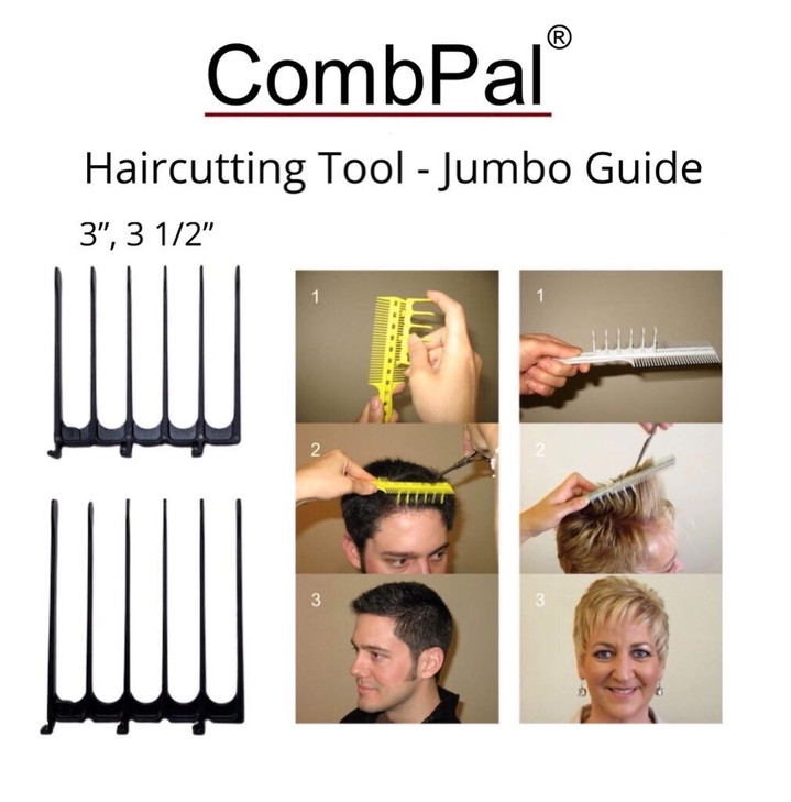 CombPal Scissor Clipper Over Comb Barber Hair Cutting Tool with Jumbo Guide for DIY Home Haircuts Black