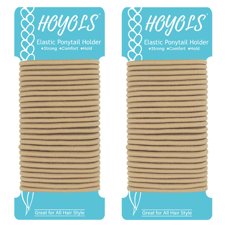 HOYOLS Light Blonde Ponytail Holders No Metal Elastic Hair Ties Braided Bands Scrunchies for Girl Women Medium Hair 50 C