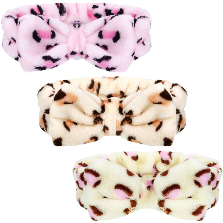 Hicarer 3 Pcs Towel Headbands for Women Headband for Washing Face Facial Hair Band Skincare Microfiber Bowtie Headband M