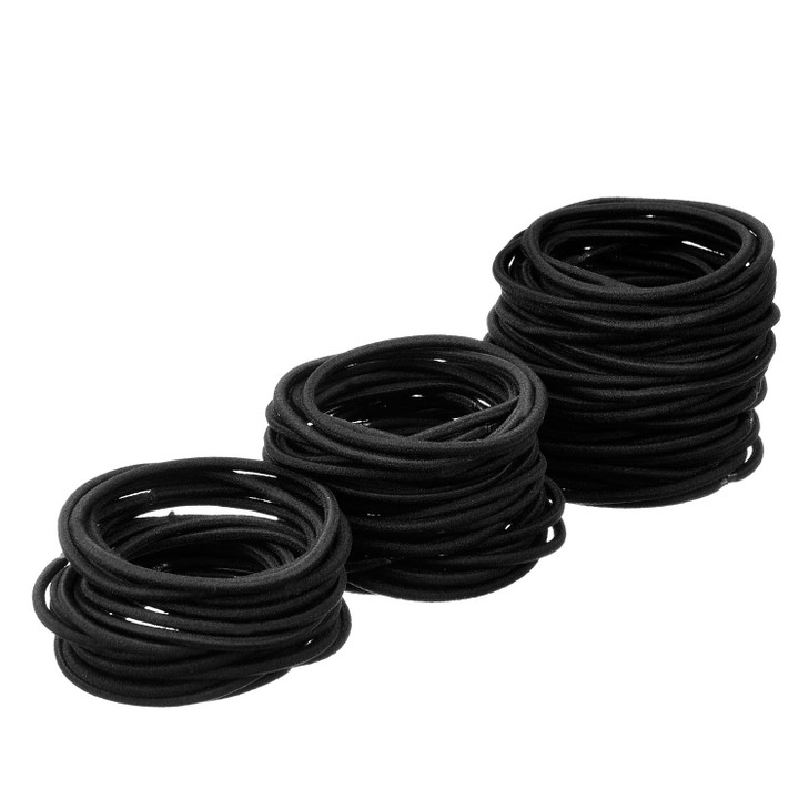 eBoot 100 Pieces Hair Elastics Hair Ties Ponytail Holders for Thick and Curly Hair Bands Bulk for Women or Men 3 mm Blac