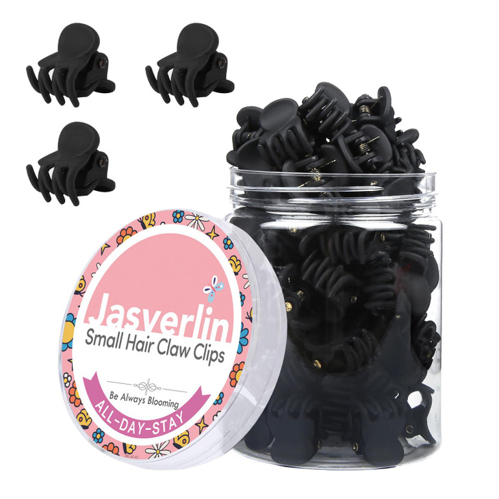 JASVERLIN Small Hair Clips Tiny Claw for Fine Thin Hair Women Little Girl Plastic Mini Accessories Clam Clip Styling Non