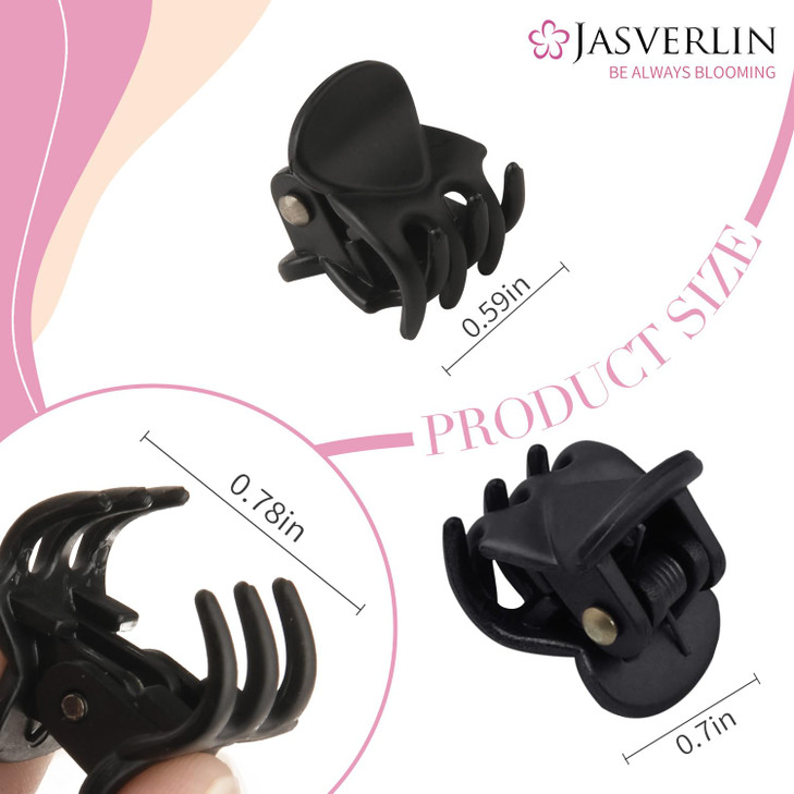 JASVERLIN Small Hair Clips Tiny Claw for Fine Thin Hair Women Little Girl Plastic Mini Accessories Clam Clip Styling Non